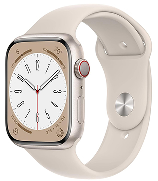 Apple Watch 8 (GPS & Cellular, 45mm) Starlight Aluminium Case With Starlight Sport Band (Minor Scratches) Smart Watch (Pre-owned)