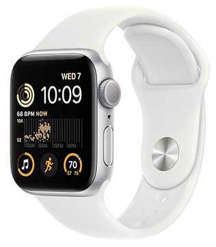 Apple Watch SE (2nd Gen) GPS, 40mm Silver Aluminum Case With White Sport Band Smart Watch (Pre-owned)