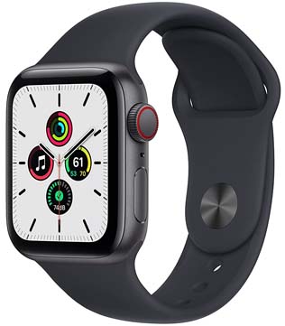 Apple Watch SE (GPS & Cellular, 40mm) Space Gray Aluminum Case With Black Sport Band Smart Watch (Pre-owned)
