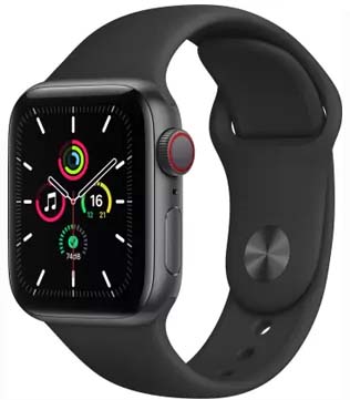 Apple Watch SE (GPS & Cellular, 44mm) Space Gray Aluminum Case With Black Sport Band Smart Watch (Pre-owned)