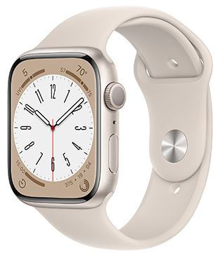 Apple Watch Series 8 (GPS 45mm) Starlight Aluminum Case With Starlight Sport Band Smart Watch (Pre-owned)