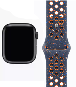 Apple Watch Series 9 (GPS 45mm) Midnight Aluminum & Ceramic Case With Blue Flame Nike Sport Band (Pre-owned)