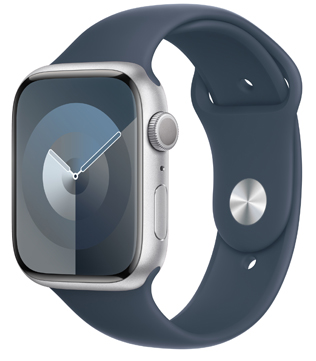 Apple Watch Series 9 (GPS 45mm) Silver Aluminum With Blue Sport Band (Pre-owned)