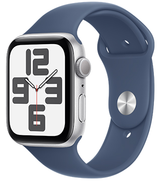 Apple Watch Series SE (GPS, 44mm) Silver Aluminum Case With Blue Sport Band (Pre-owned)