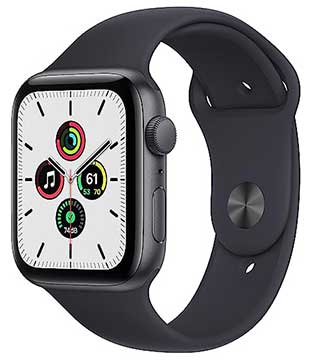 Apple Watch Series SE (GPS, 44mm) Space Gray Aluminum Case With Black Sport Band (Minor Scratches) (Pre-owned)
