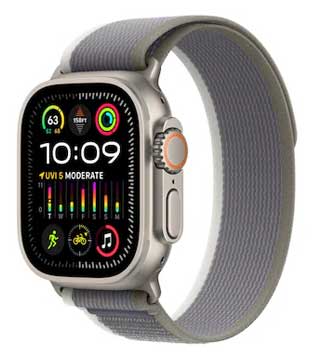Apple Watch Ultra 2 (GPS + Cellular, 49mm) Titanium Case with Green/Gray Trail Loop (Pre-owned)