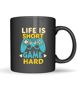 Life is Short Game Hard Ceramic Mug (Black)