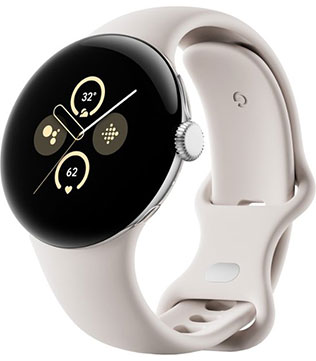 Google Pixel Watch 2 41mm Polished Silver Case / Porcelain Active Band Smart Watch (Pre-owned)