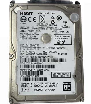 HGST Hitachi Travelstar 750 GB 5400 RPM 2.5 Inch Laptop Internal Hard Disk Drive (Pre-owned)
