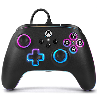PowerA Advantage Wired Gaming Controller with Lumectra for Xbox Series X/S, Xbox One, PC, Windows 10/11 with Vivid LED Lighting, Black (Officially Licensed) (Pre-owned)