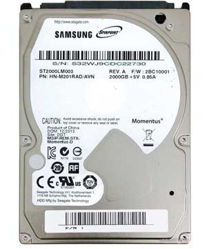 Samsung Spinpoint 2TB 5400 RPM 2.5 Inch (ST2000LM003) Internal Hard Disk Drive (Pre-owned)