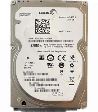 Seagate 250GB 5400 RPM 2.5Inch (ST9250315AS) Internal Hard Disk Drive (Pre-owned)